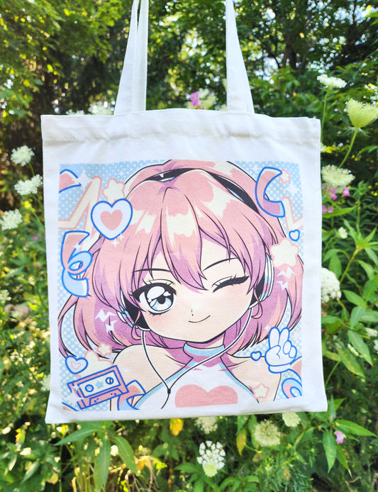 Retro Anime Girl Totebag