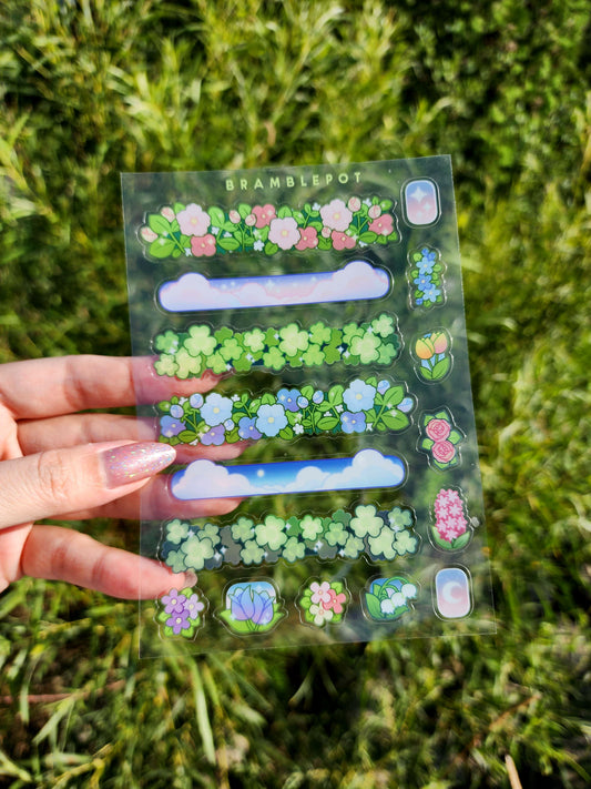 Florals - Paper Deco Sticker Sheet - Clear