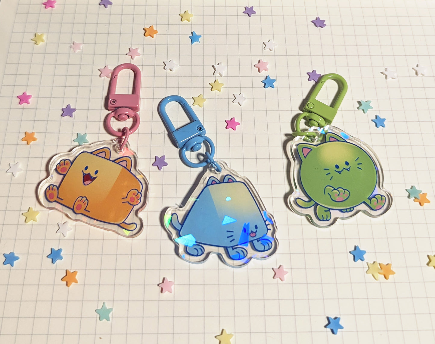 Shape Cats Holographic Keychains