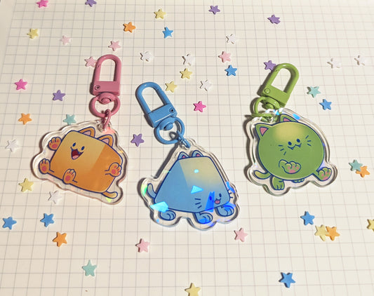 Shape Cats Holographic Keychains