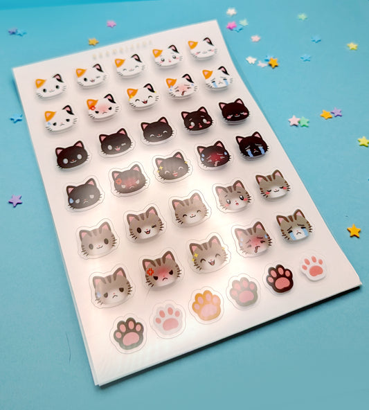 Cat Planner Stickers - Clear Sticker Sheet