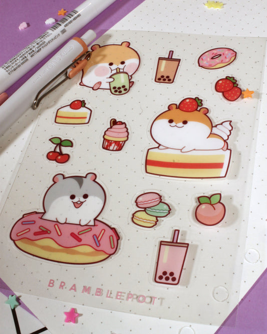 Sweet Tooth Hamsters Sticker Sheet - Clear