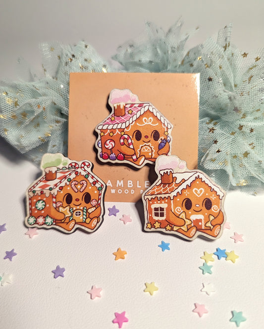 Gingerbread House Wood Pins