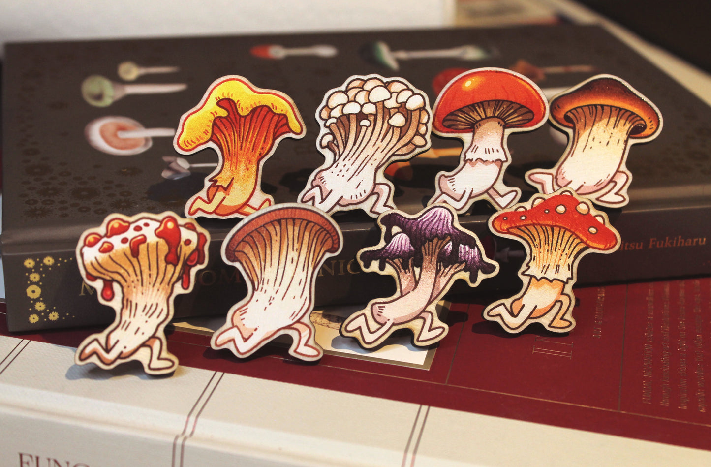 Wandering Mushrooms - 1.5in Wood Pins
